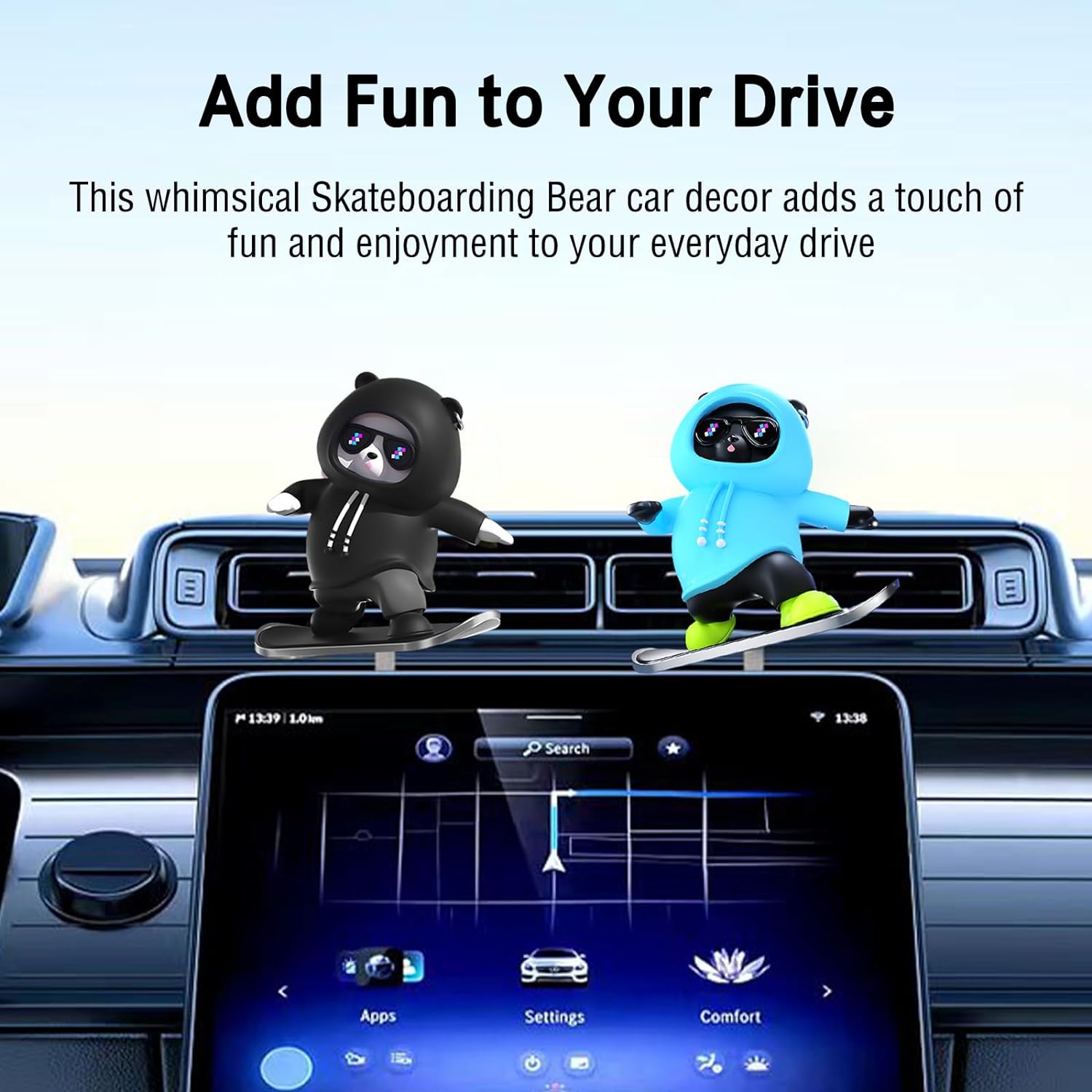 Skateboarding Bear Car Ornament