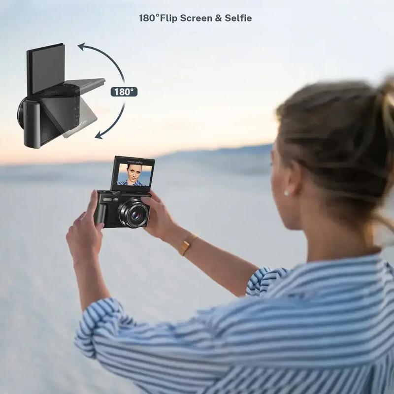 64MP 4K Travel Camera  Flip Screen & WiFi Sharing